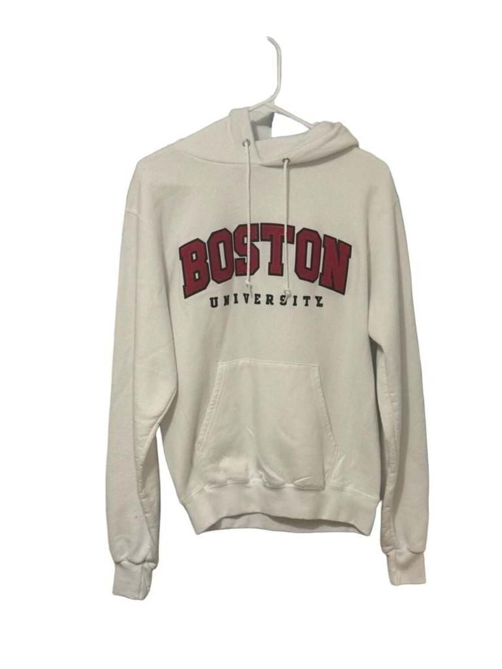 Champion Boston University White Hoodie Sweatshirt Size S